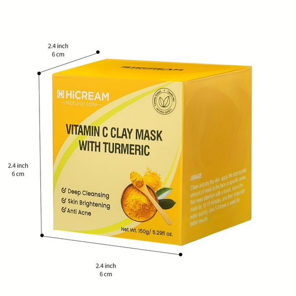 Turmeric vitamin C clay facial mask, deep cleaning facial mask, clay facial mask, containing kaolin and aloe skin care cream - Eco Explorer Hub