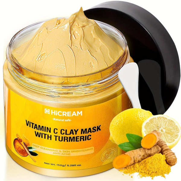 Turmeric vitamin C clay facial mask, deep cleaning facial mask, clay facial mask, containing kaolin and aloe skin care cream - Eco Explorer Hub