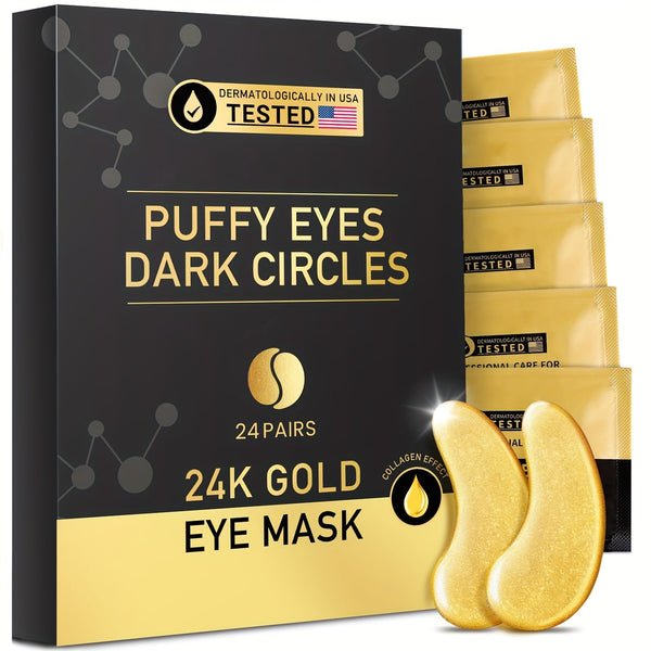 Under Eye Patches (24 Pairs) - 24K Golden Eye Masks Enriched With Abundant Collagen | Smooth Fine Lines, Firming And Nourishing Skin - Eco Explorer Hub