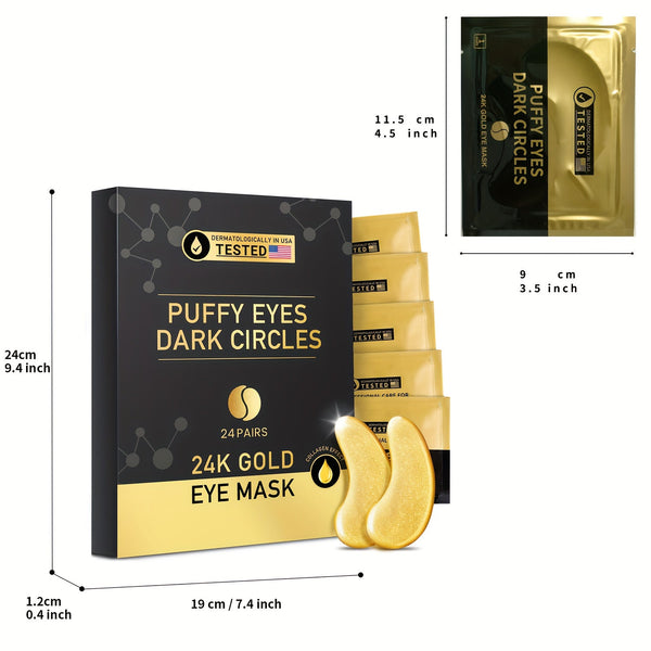 Under Eye Patches (24 Pairs) - 24K Golden Eye Masks Enriched With Abundant Collagen | Smooth Fine Lines, Firming And Nourishing Skin - Eco Explorer Hub