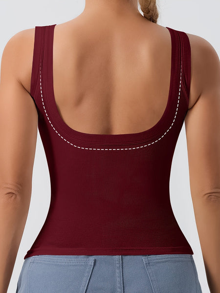 Women's 3Pcs U - Back Tank Tops With Removable Pads, Slim Fit Solid Color Versatile Inner & Outerwear Camisole Vest Set Casual Style - Eco Explorer Hub