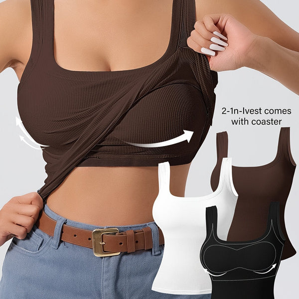 Women's 3Pcs U - Back Tank Tops With Removable Pads, Slim Fit Solid Color Versatile Inner & Outerwear Camisole Vest Set Casual Style - Eco Explorer Hub